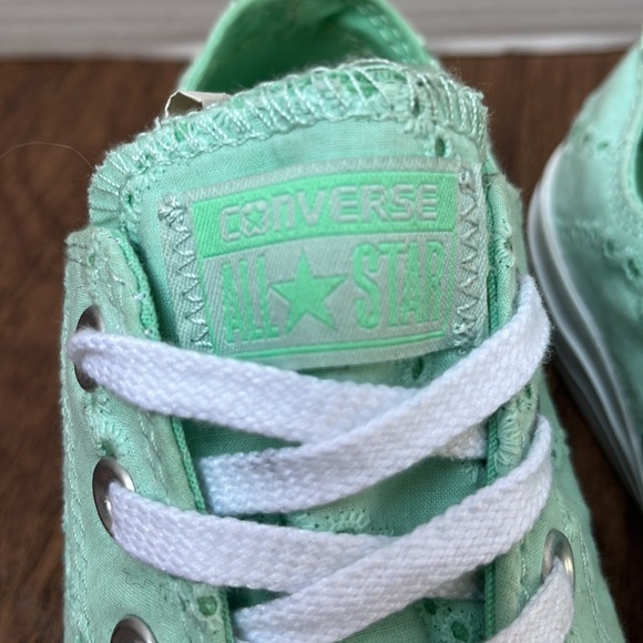 Converse All Star Chuck Taylor Mint Green Eyelet Embroidered Size 8 - Picture 11 of 12